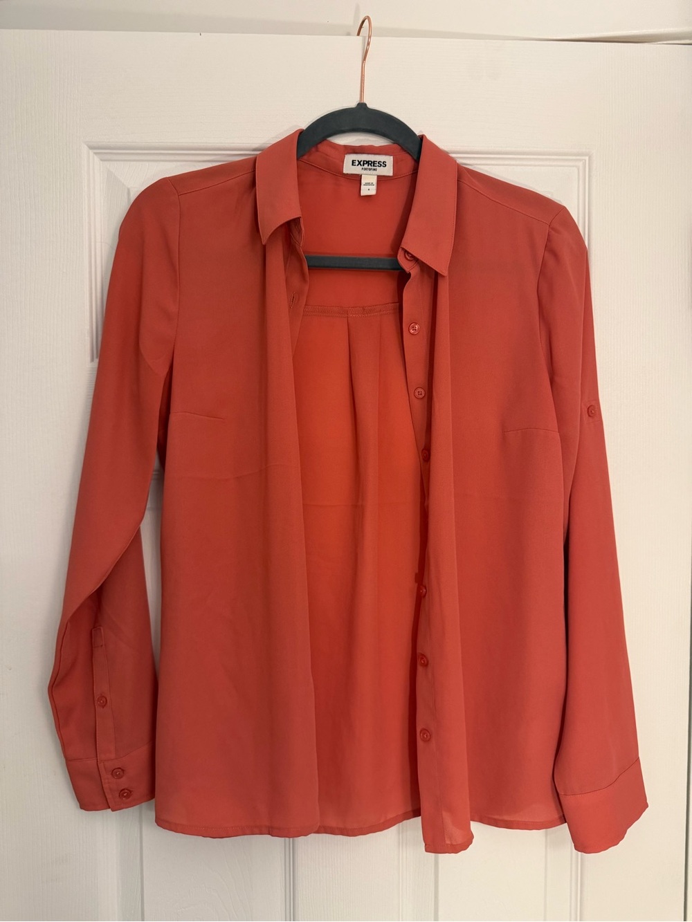 Express Coral Button-Down Blouse